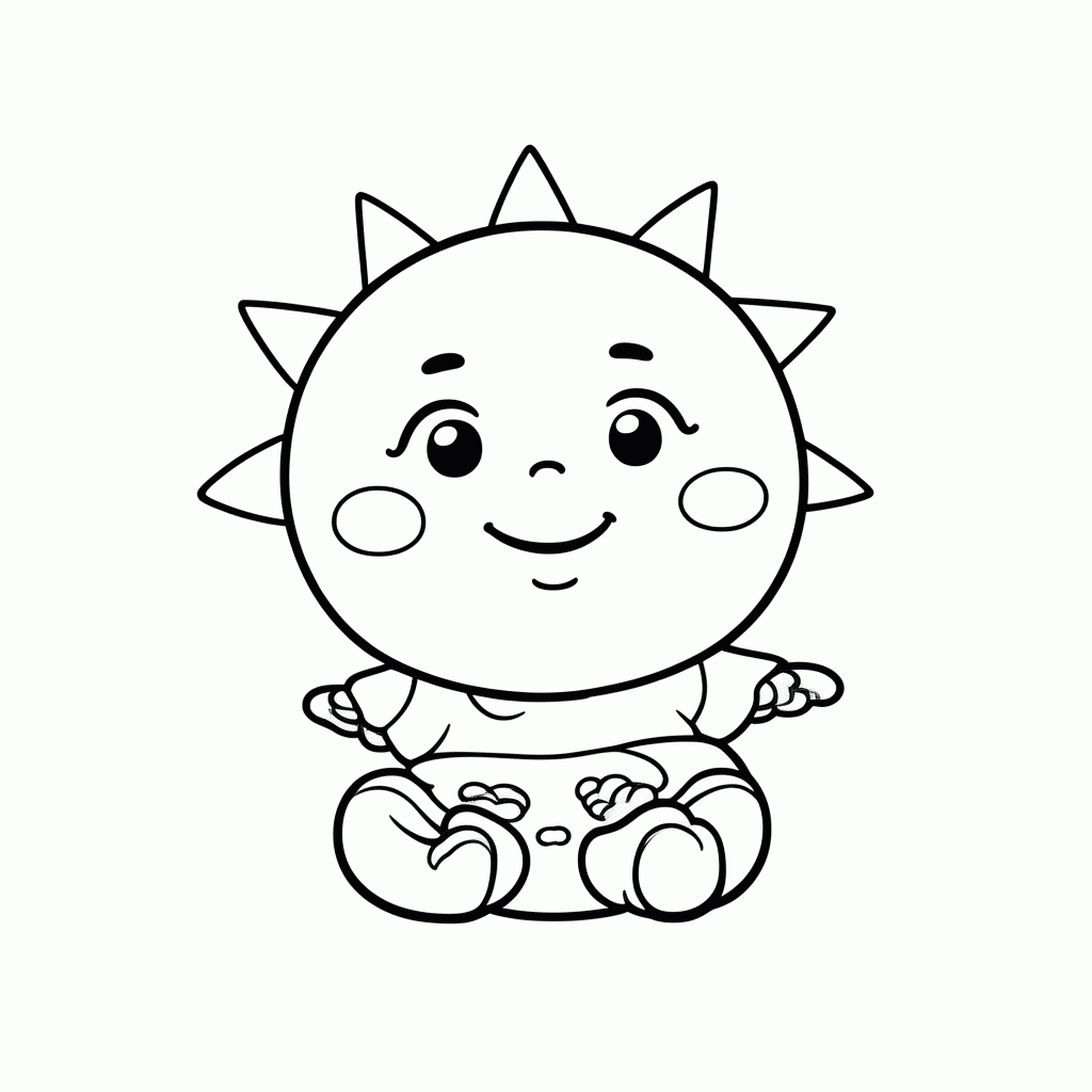 Desenho de Sol Sorridente para colorir e imprimir grátis em folha A4