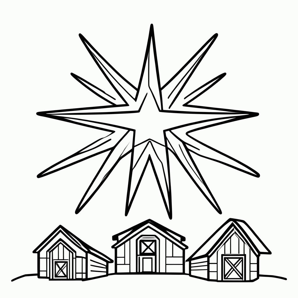 Desenho de Estrela de Belém para colorir e imprimir grátis em folha A4