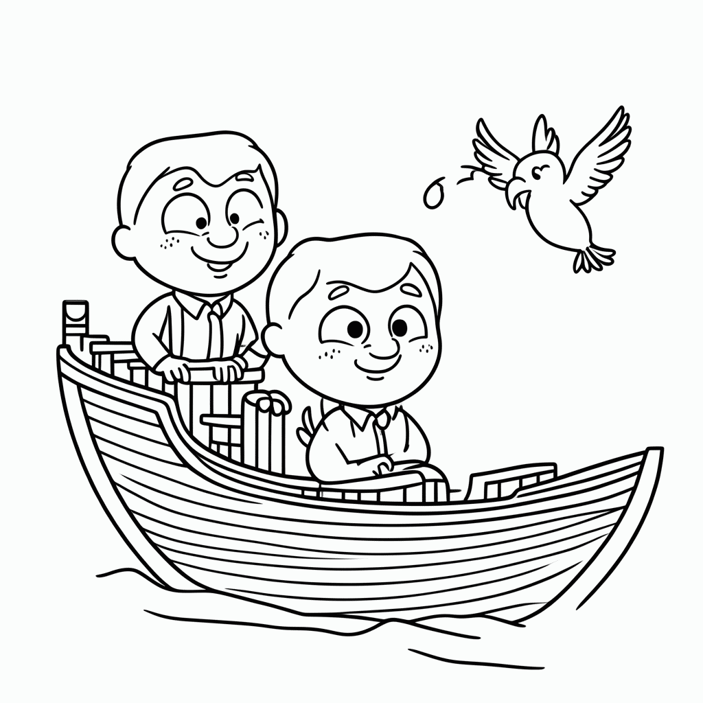 Desenho de Noé com a Pomba da Paz para colorir e imprimir grátis em folha A4