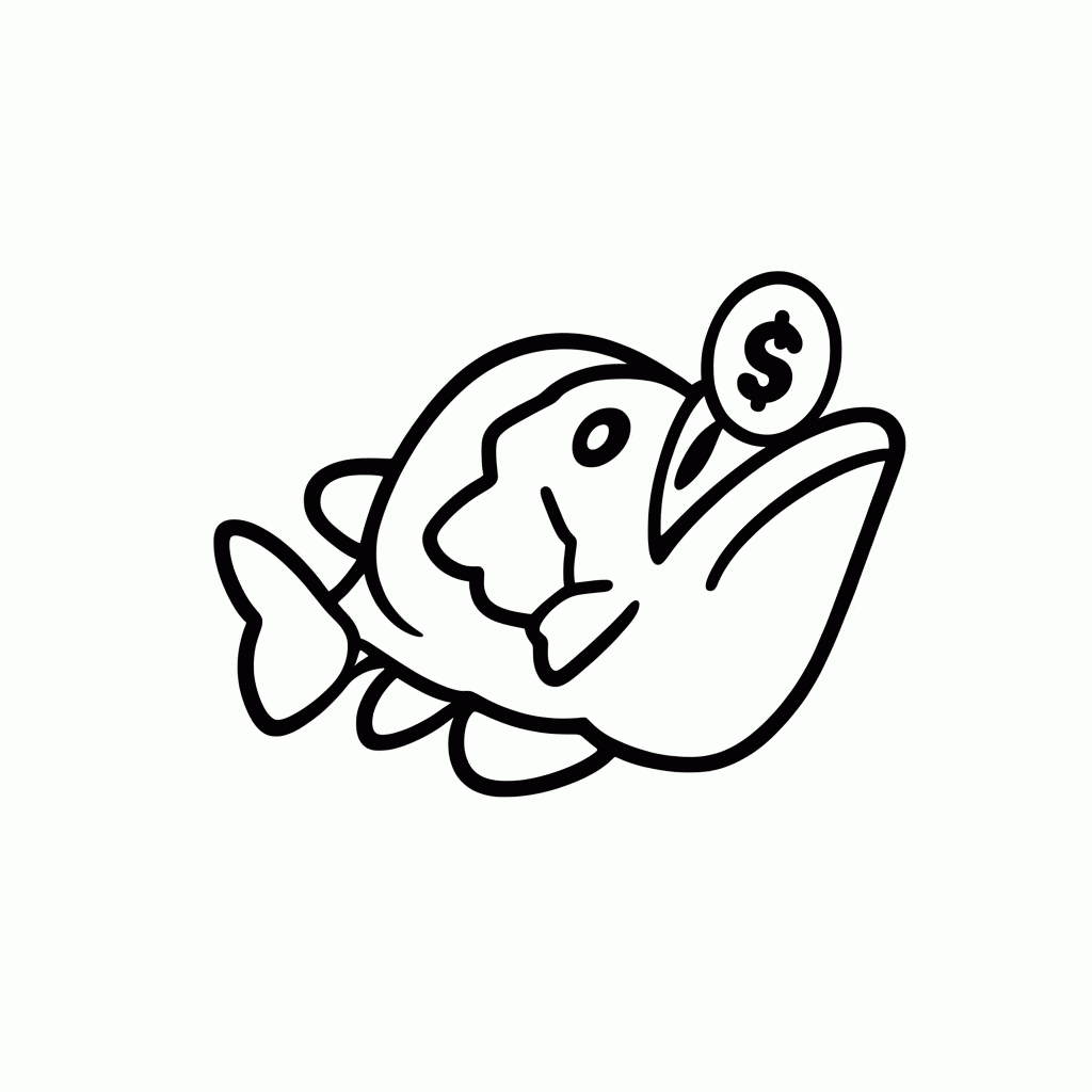 Desenho de O Peixe com a Moeda para colorir e imprimir grátis em folha A4