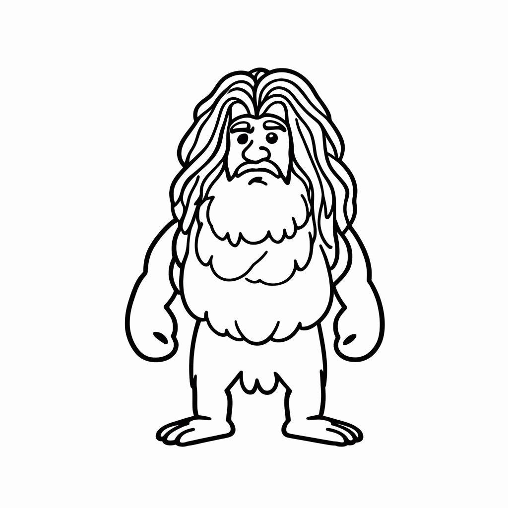 Desenho de Sansão e seus Cabelos Longos para colorir e imprimir grátis em folha A4