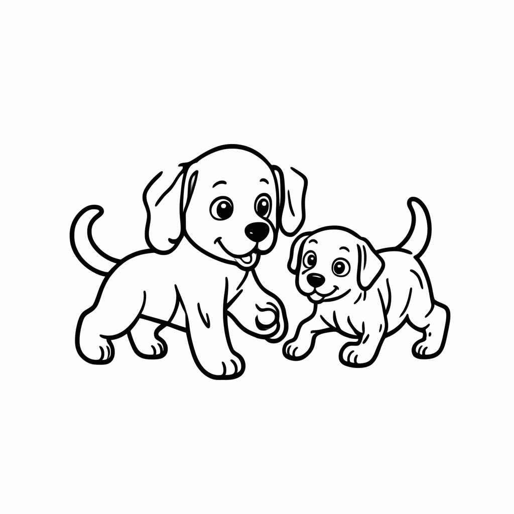 Desenho de Bluey E Bingo Brincando para colorir e imprimir grátis em folha A4