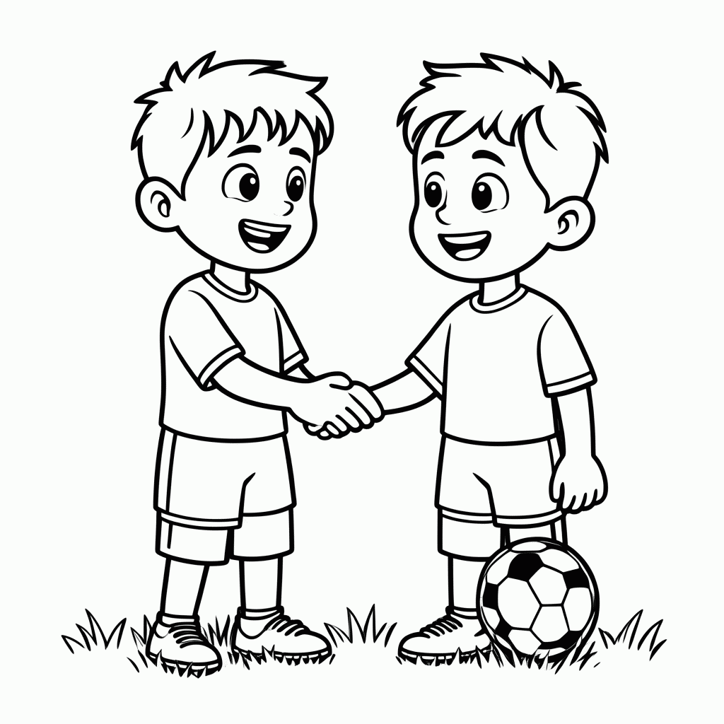 Desenho de Aperto de Mãos Brasil x Japão (Fair Play) para Colorir para colorir e imprimir grátis em folha A4