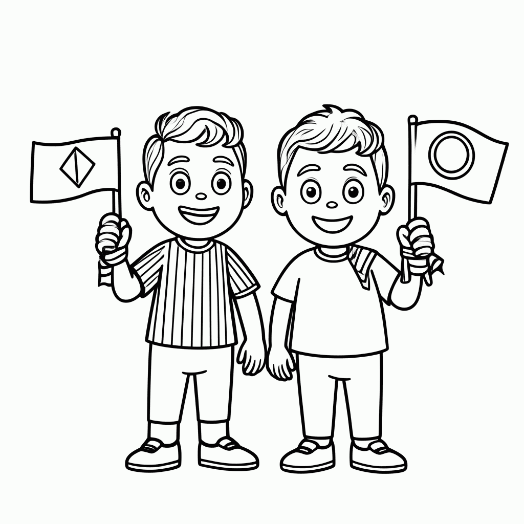 Desenho de Torcedores Brasil x Japão para Colorir para colorir e imprimir grátis em folha A4