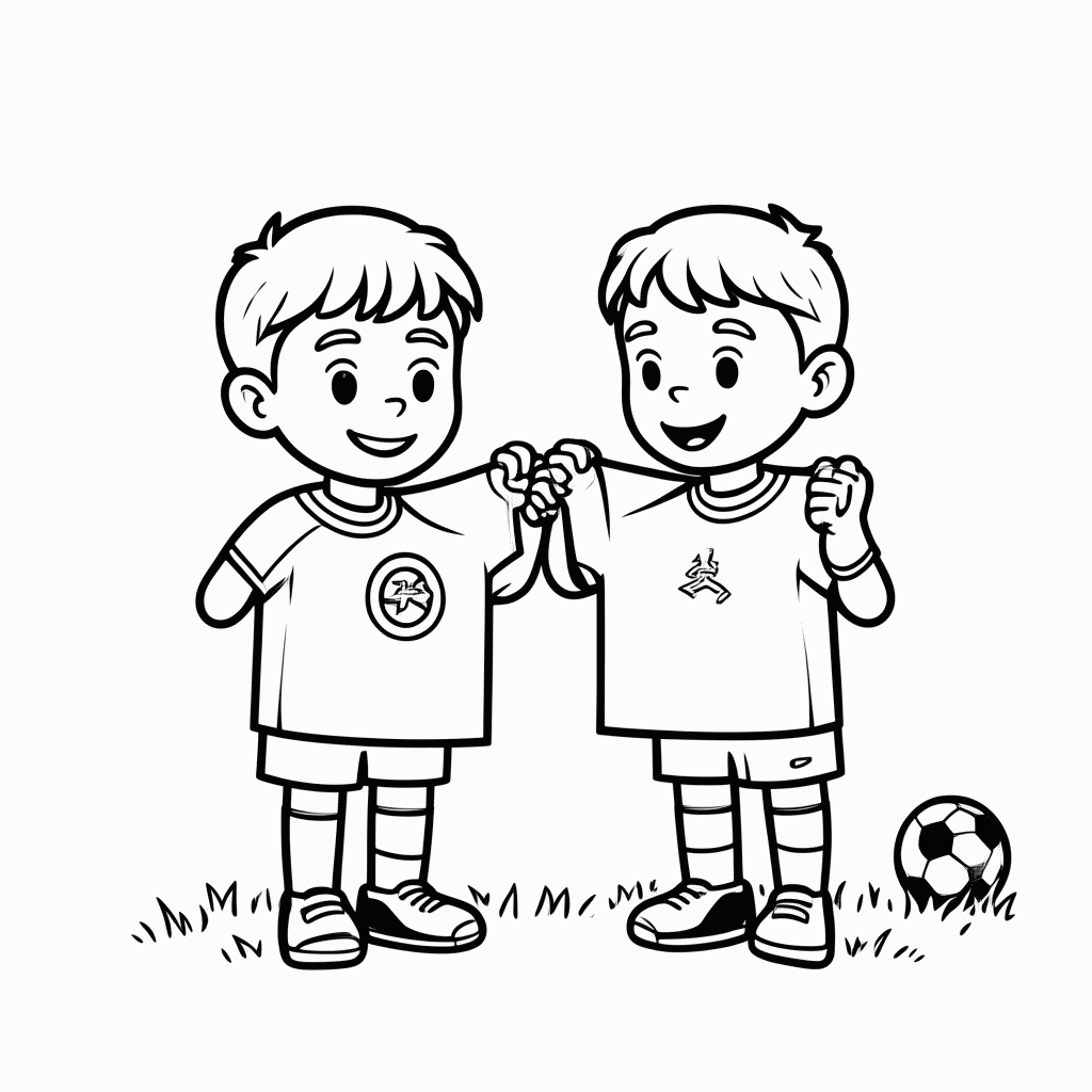 Desenho de Troca de Camisas Brasil x Japão para Colorir para colorir e imprimir grátis em folha A4
