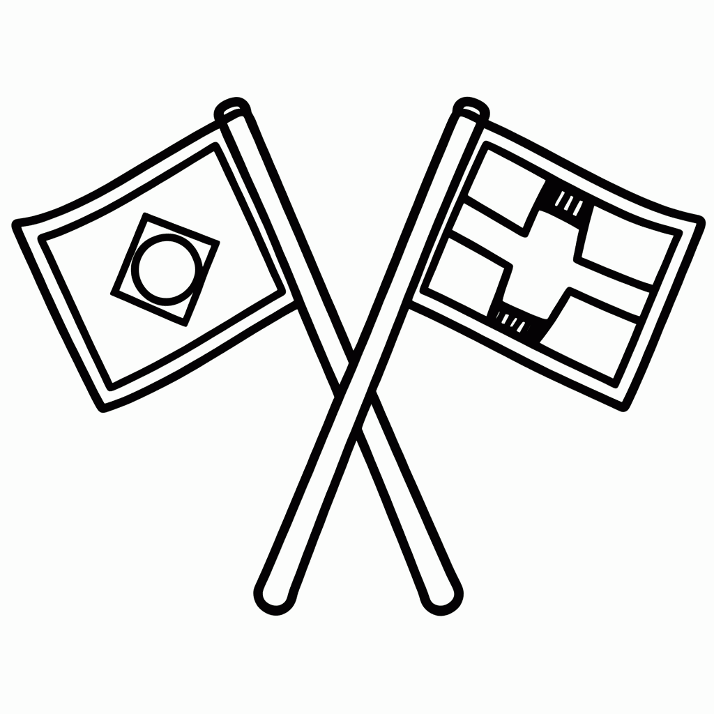 Desenho de Bandeiras Cruzadas Brasil x Noruega para Colorir para colorir e imprimir grátis em folha A4
