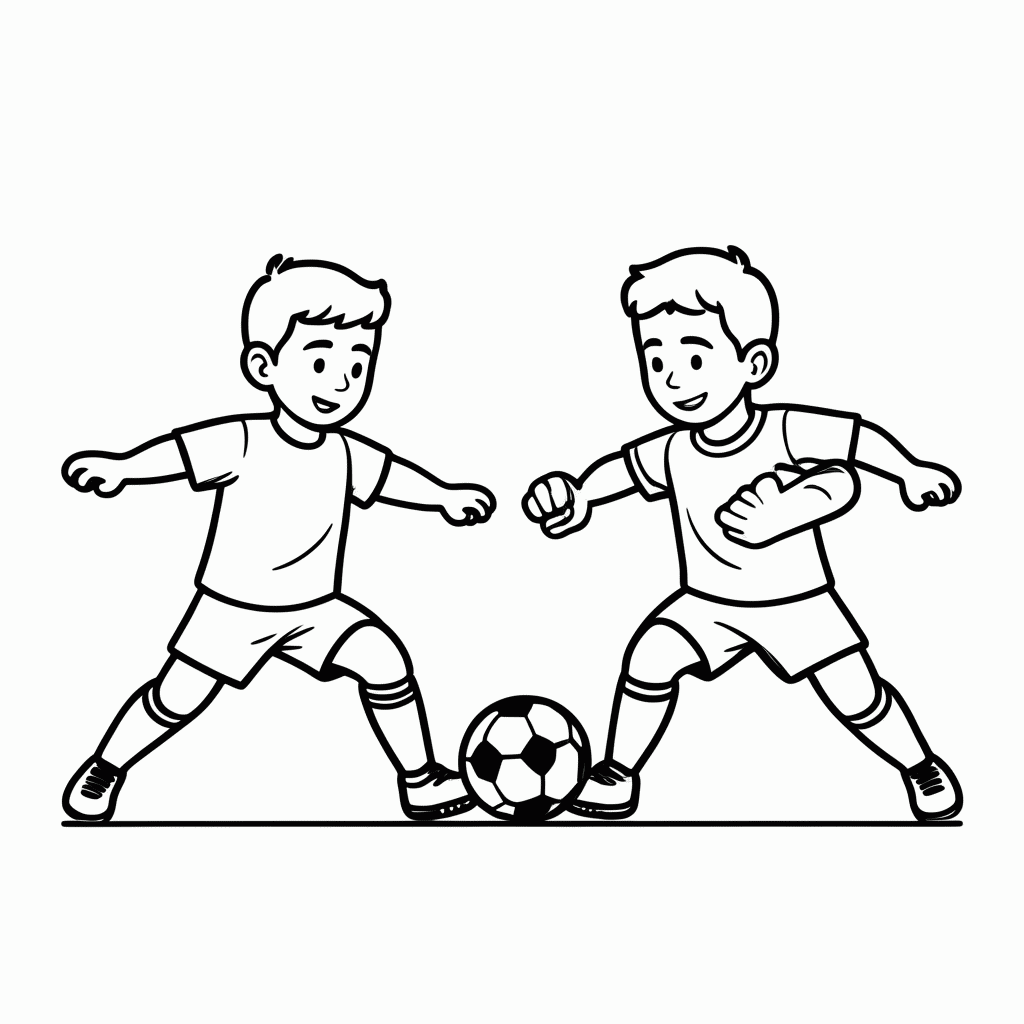 Desenho de Disputa de Bola Brasil x Noruega para Colorir para colorir e imprimir grátis em folha A4