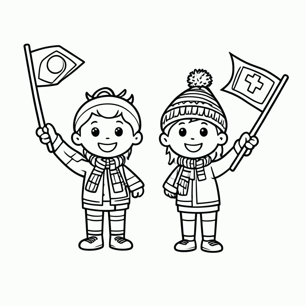 Desenho de Torcedores Brasil x Noruega para Colorir para colorir e imprimir grátis em folha A4