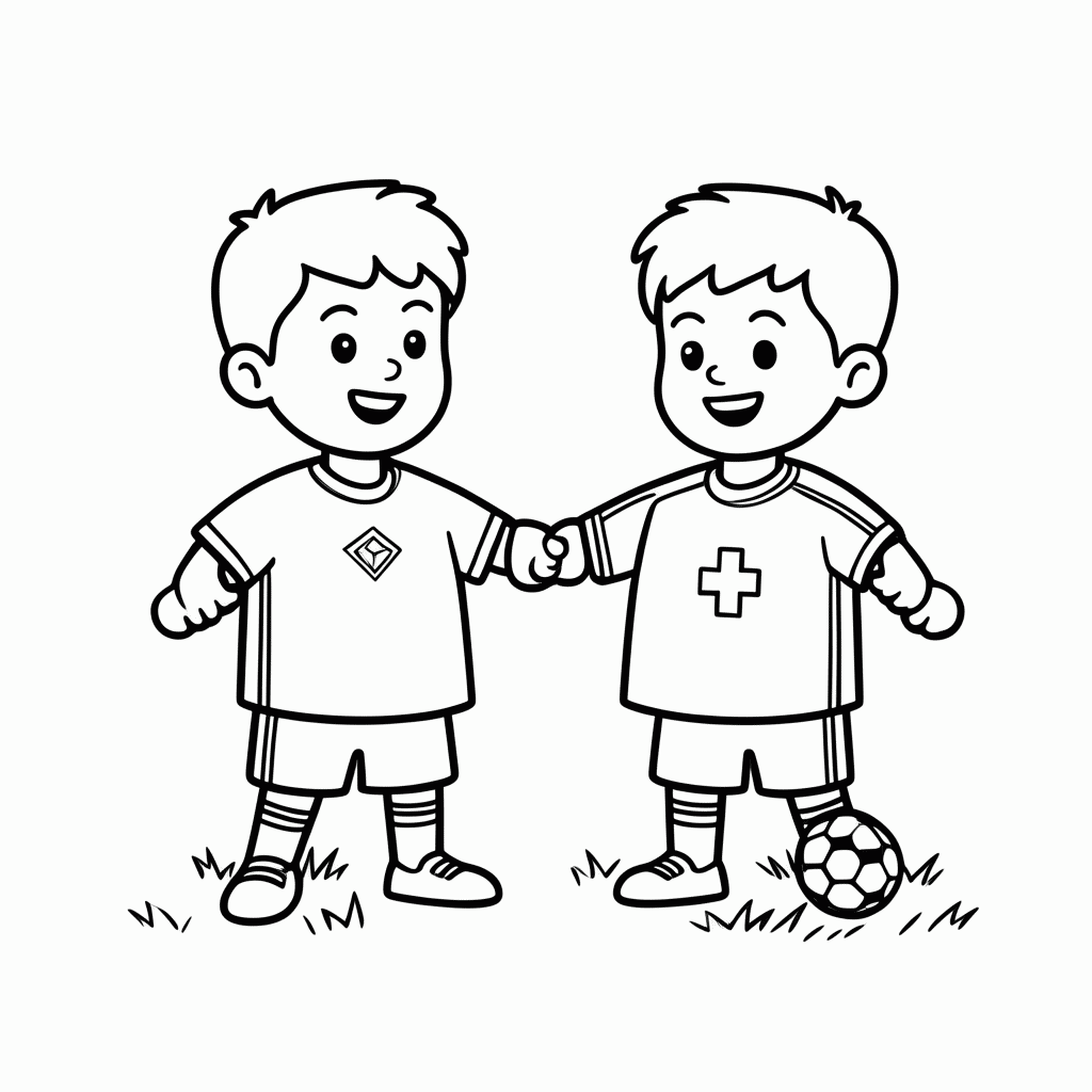 Desenho de Troca de Camisas Brasil x Noruega para Colorir para colorir e imprimir grátis em folha A4