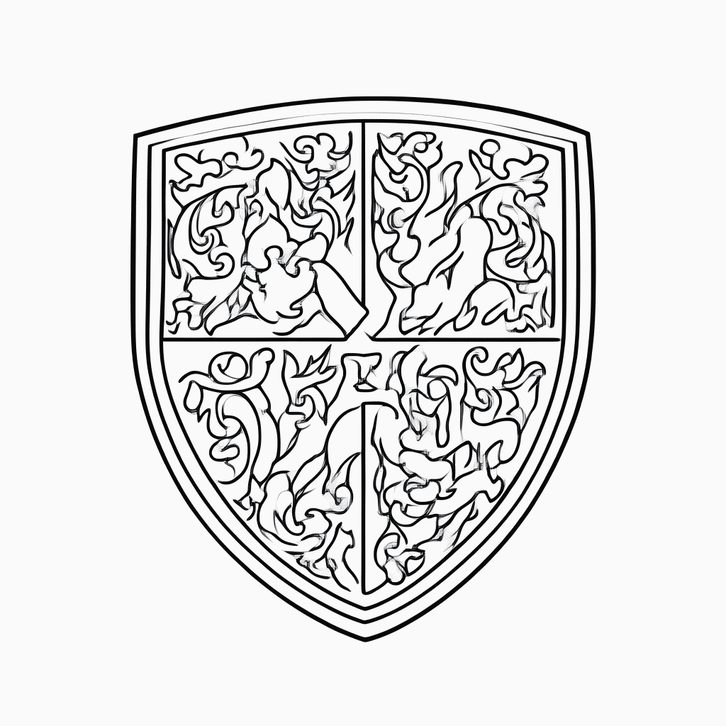Desenho de Escudo Cavaleiro Medieval para colorir e imprimir grátis em folha A4