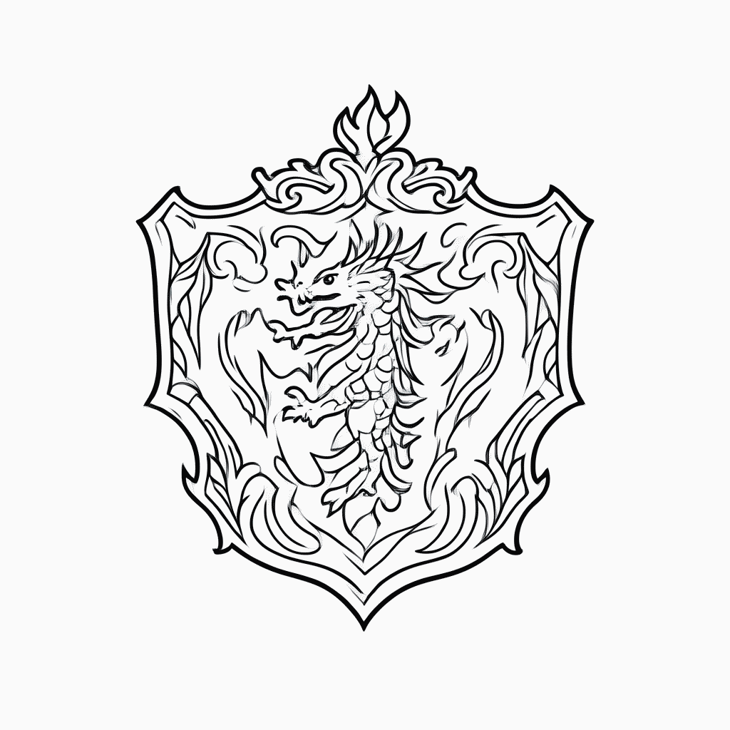 Desenho de Escudo Dragao Fogo para colorir e imprimir grátis em folha A4