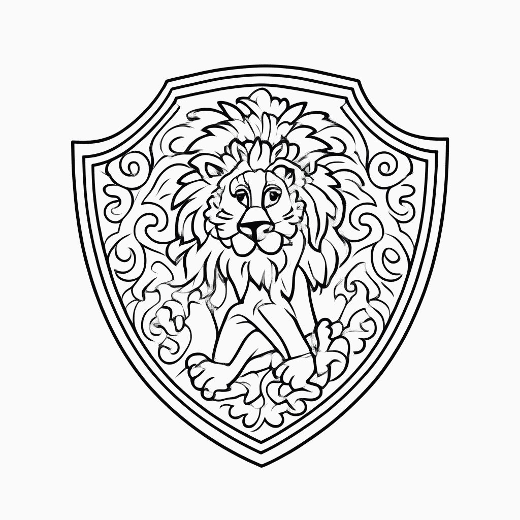 Desenho de Escudo Rei Leao para colorir e imprimir grátis em folha A4