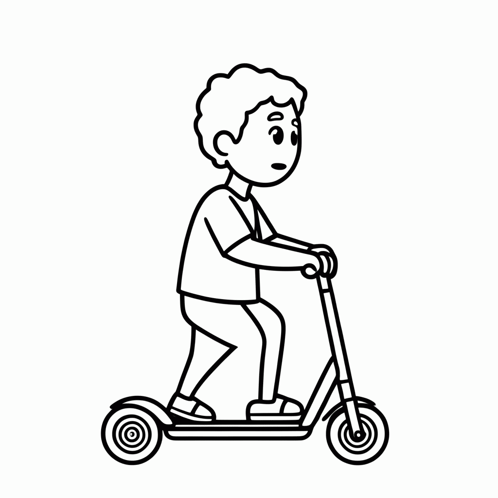 Desenho de Andar De Patinete para colorir e imprimir grátis em folha A4