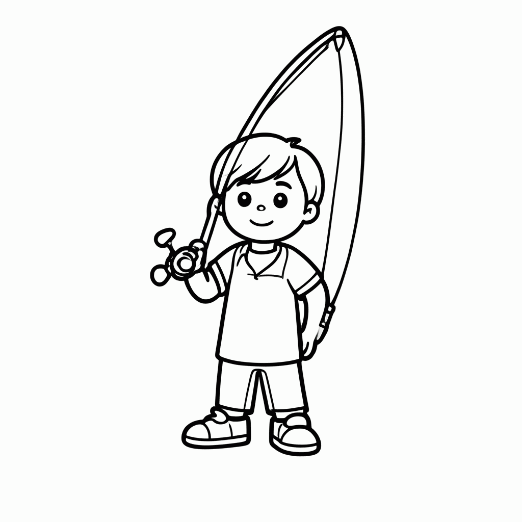 Desenho de Jogar Vara De Pesca para colorir e imprimir grátis em folha A4