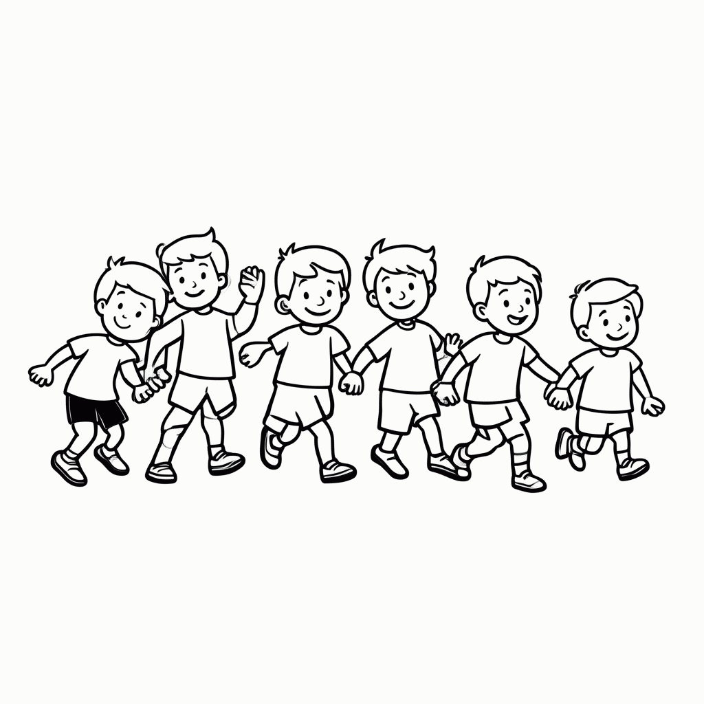 Desenho de Pega Pega Em Grupo para colorir e imprimir grátis em folha A4