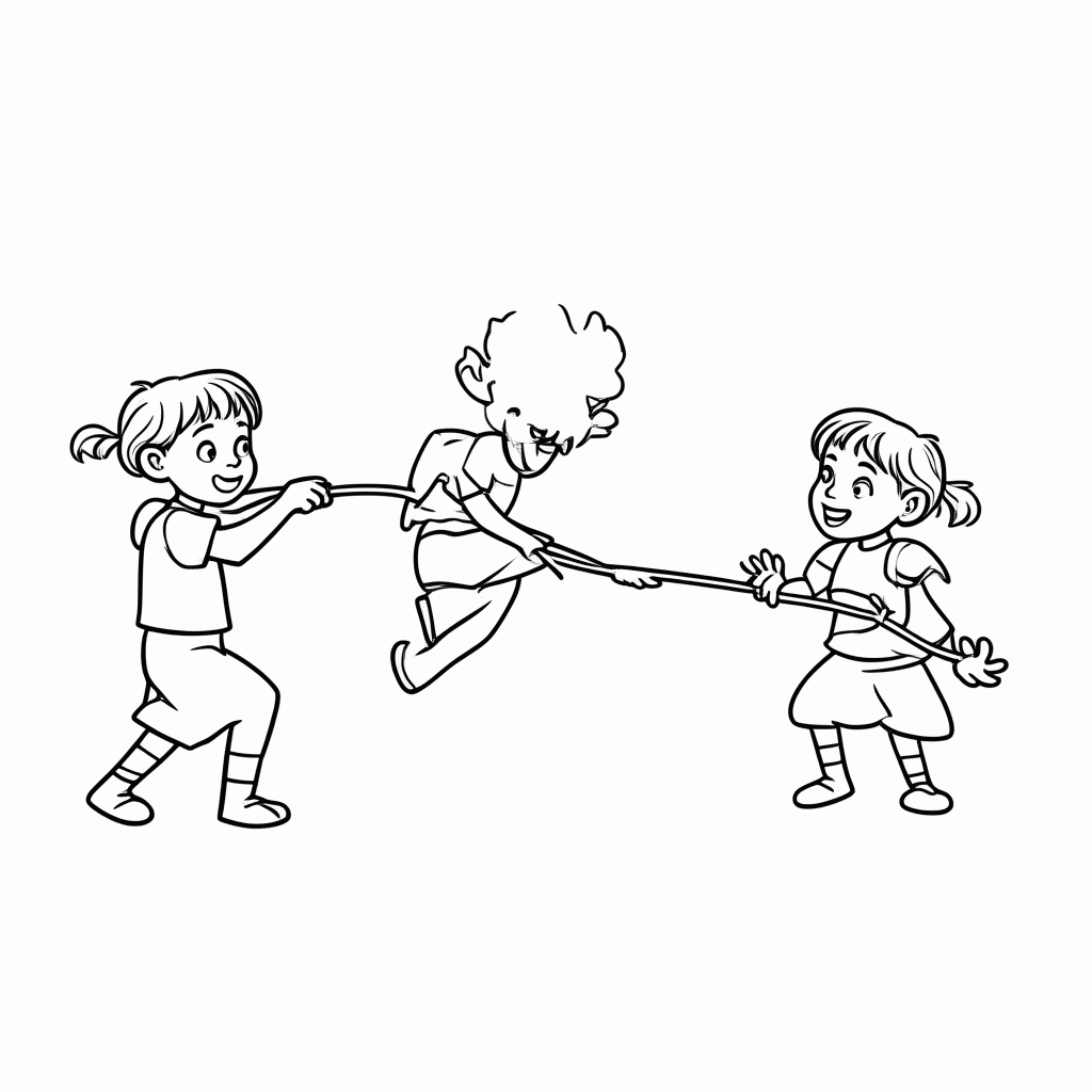 Desenho de Pular Corda Dupla para colorir e imprimir grátis em folha A4