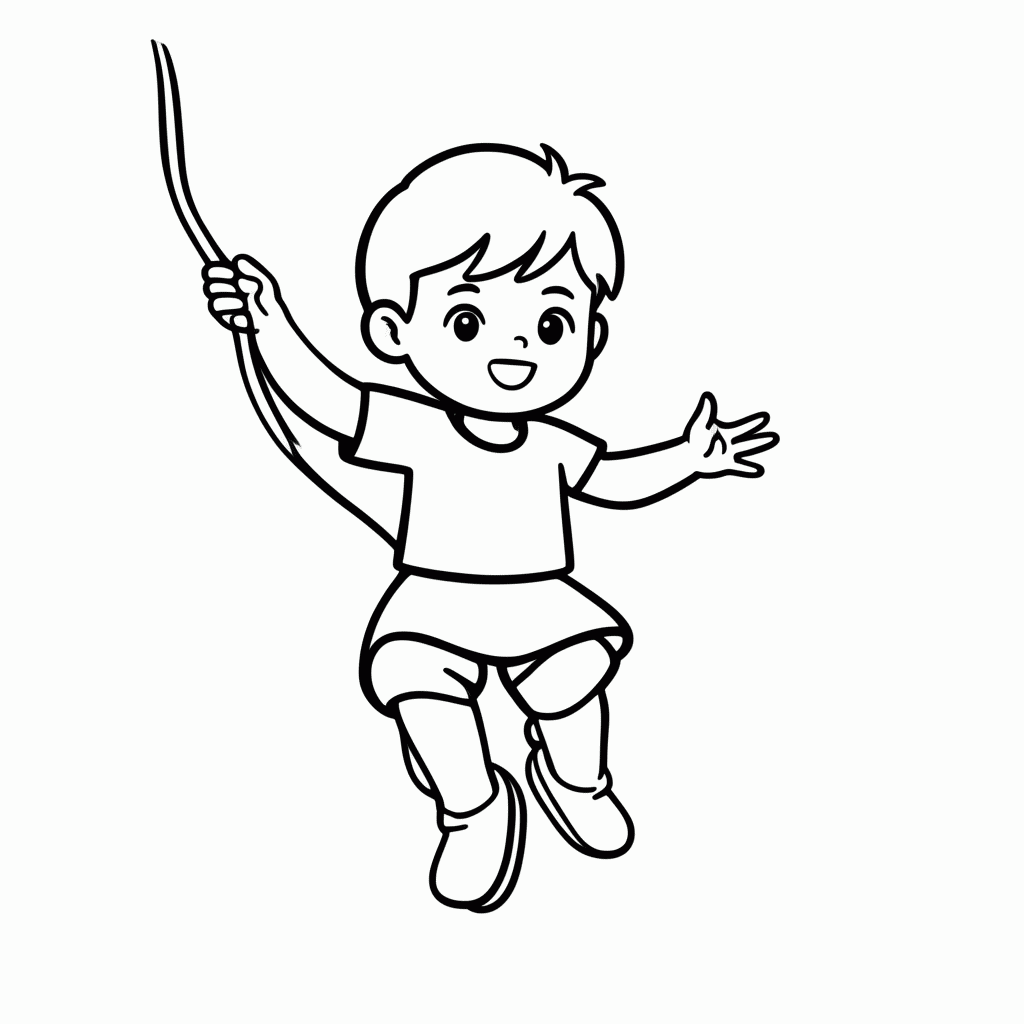Desenho de Pular Corda Individual para colorir e imprimir grátis em folha A4