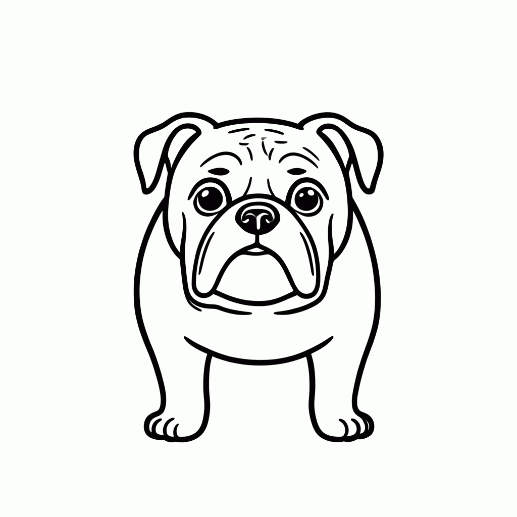 Desenho de Bulldog Ingles para colorir e imprimir grátis em folha A4
