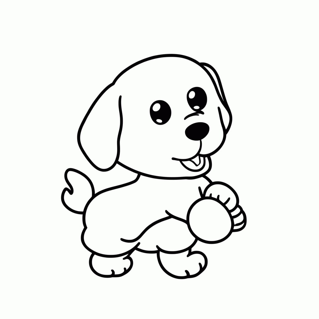 Desenho de Cachorro Com Bola para colorir e imprimir grátis em folha A4