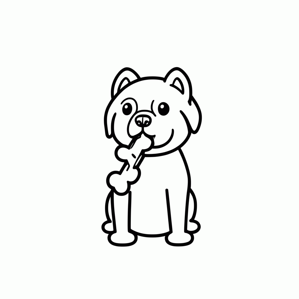 Desenho de Cachorro Com Osso para colorir e imprimir grátis em folha A4