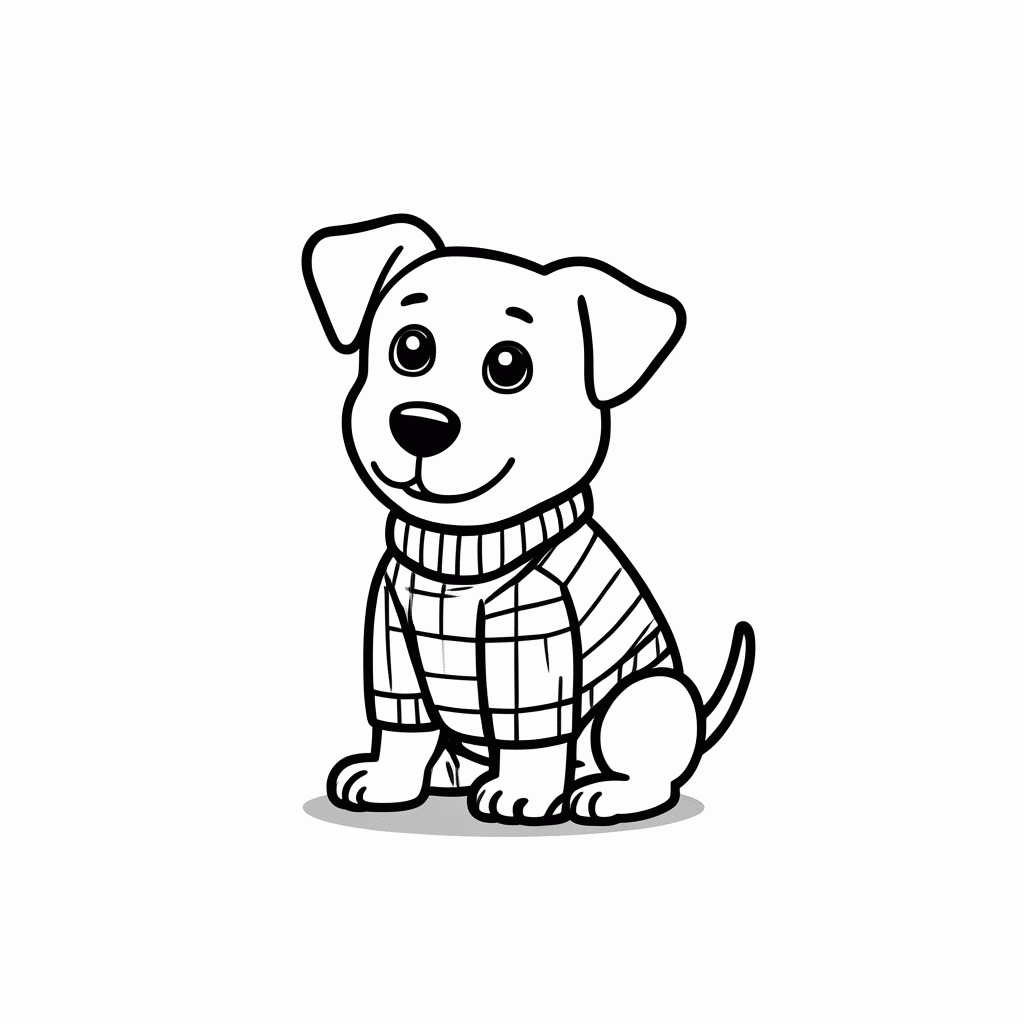Desenho de Cachorro Com Roupinha para colorir e imprimir grátis em folha A4