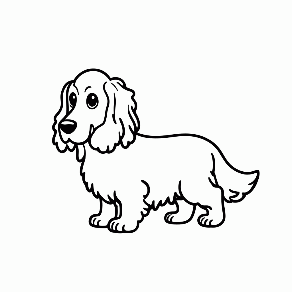 Desenho de Cocker Spaniel para colorir e imprimir grátis em folha A4