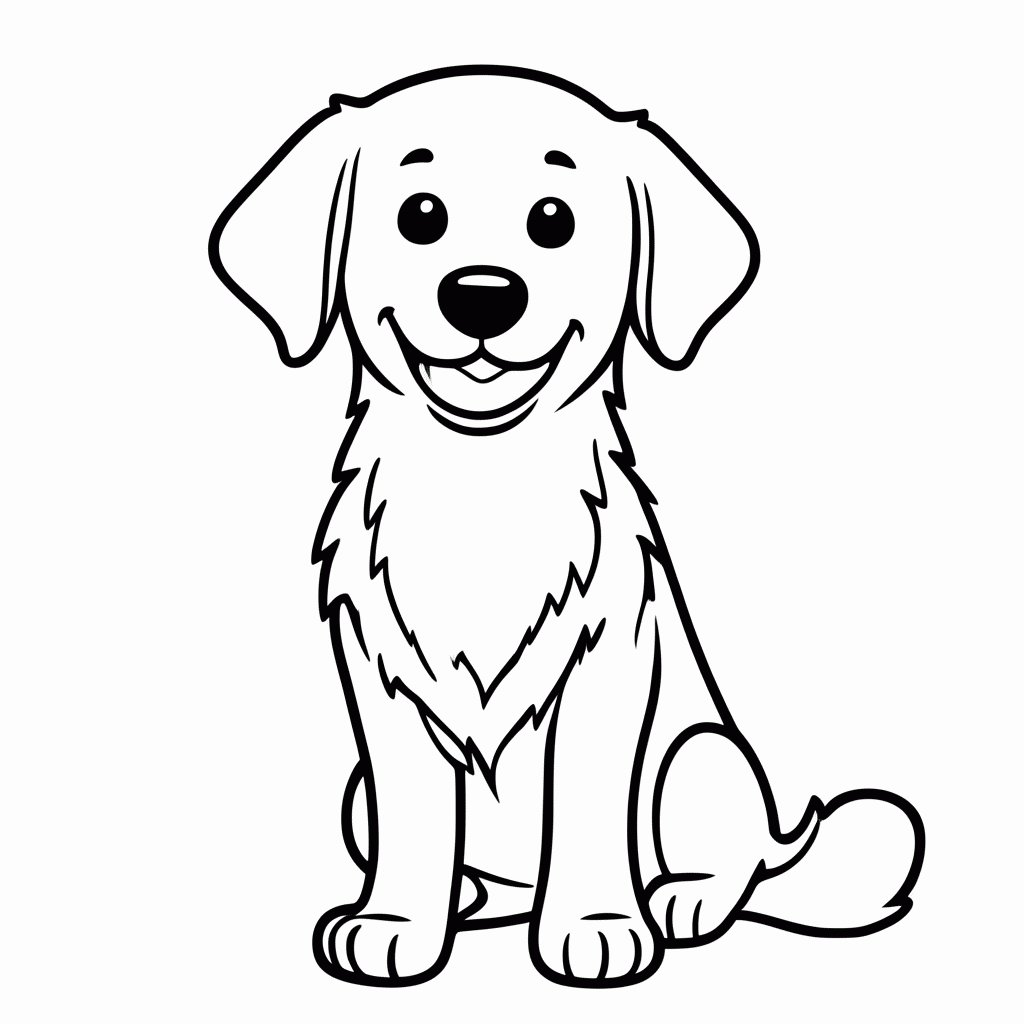 Desenho de Golden Retriever para colorir e imprimir grátis em folha A4