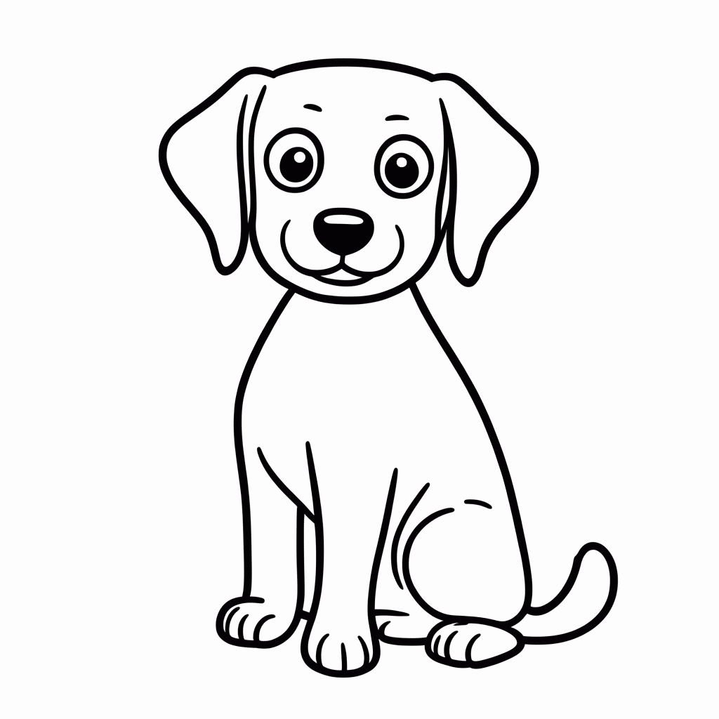 Desenho de Labrador Amarelo para colorir e imprimir grátis em folha A4