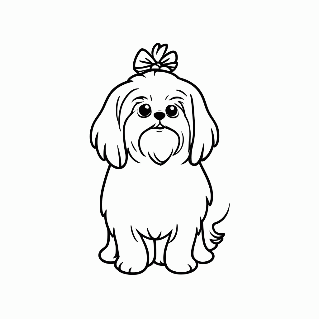 Desenho de Shih Tzu para colorir e imprimir grátis em folha A4