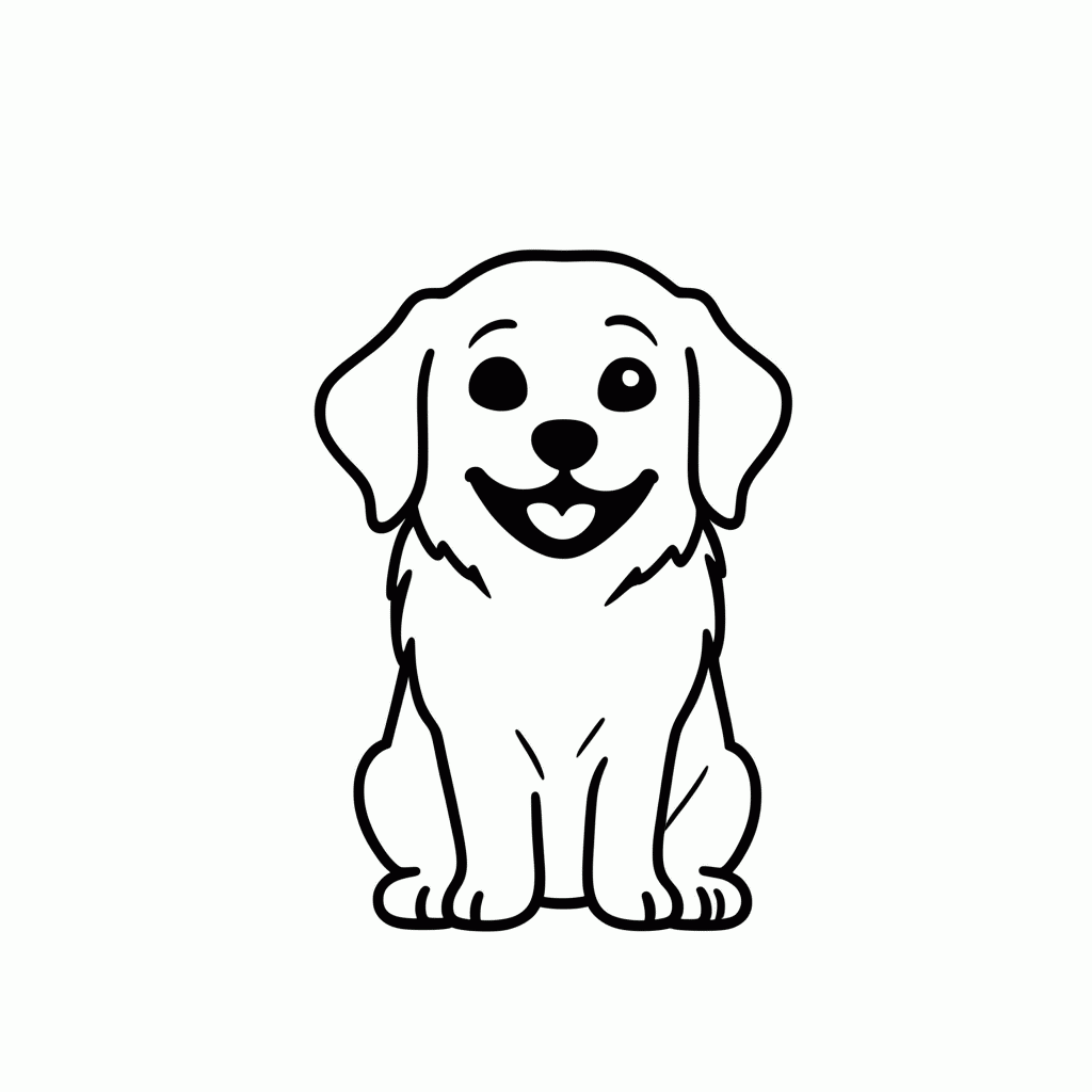 Desenho de Golden Retriever Feliz para colorir e imprimir grátis em folha A4