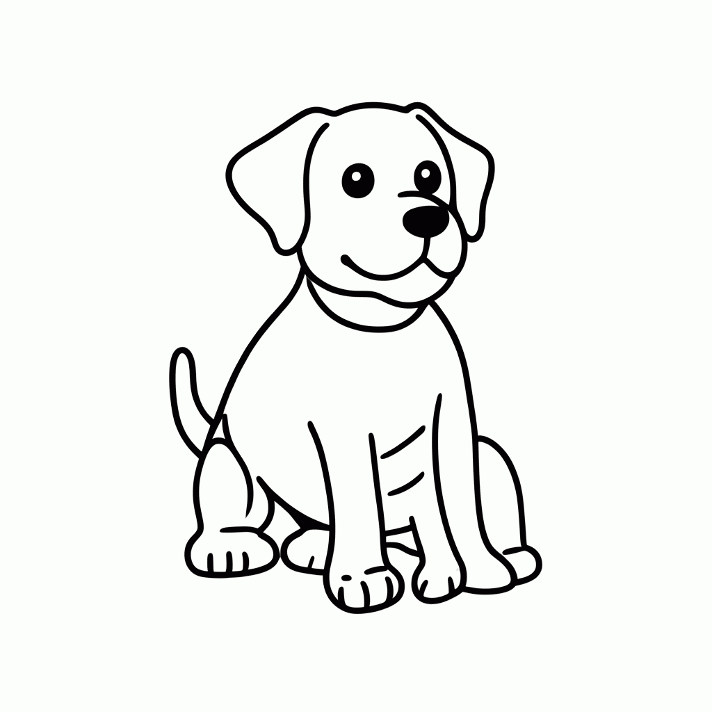 Desenho de Labrador Amarelo para colorir e imprimir grátis em folha A4