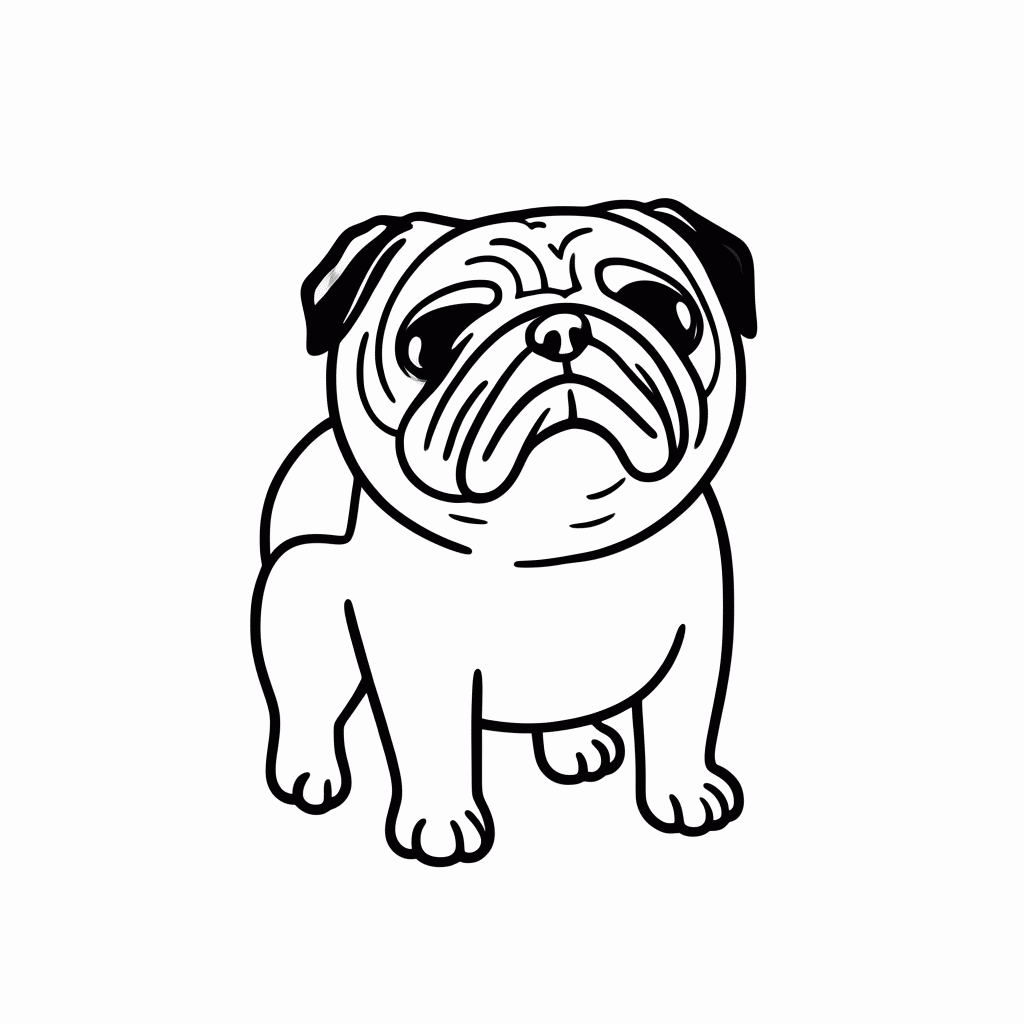 Desenho de Pug Cara Amassada para colorir e imprimir grátis em folha A4