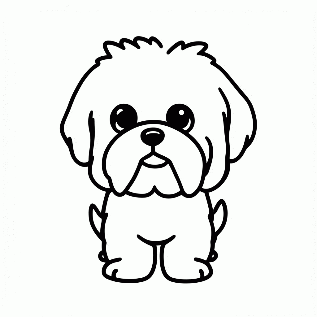 Desenho de Shih Tzu Fofo para colorir e imprimir grátis em folha A4