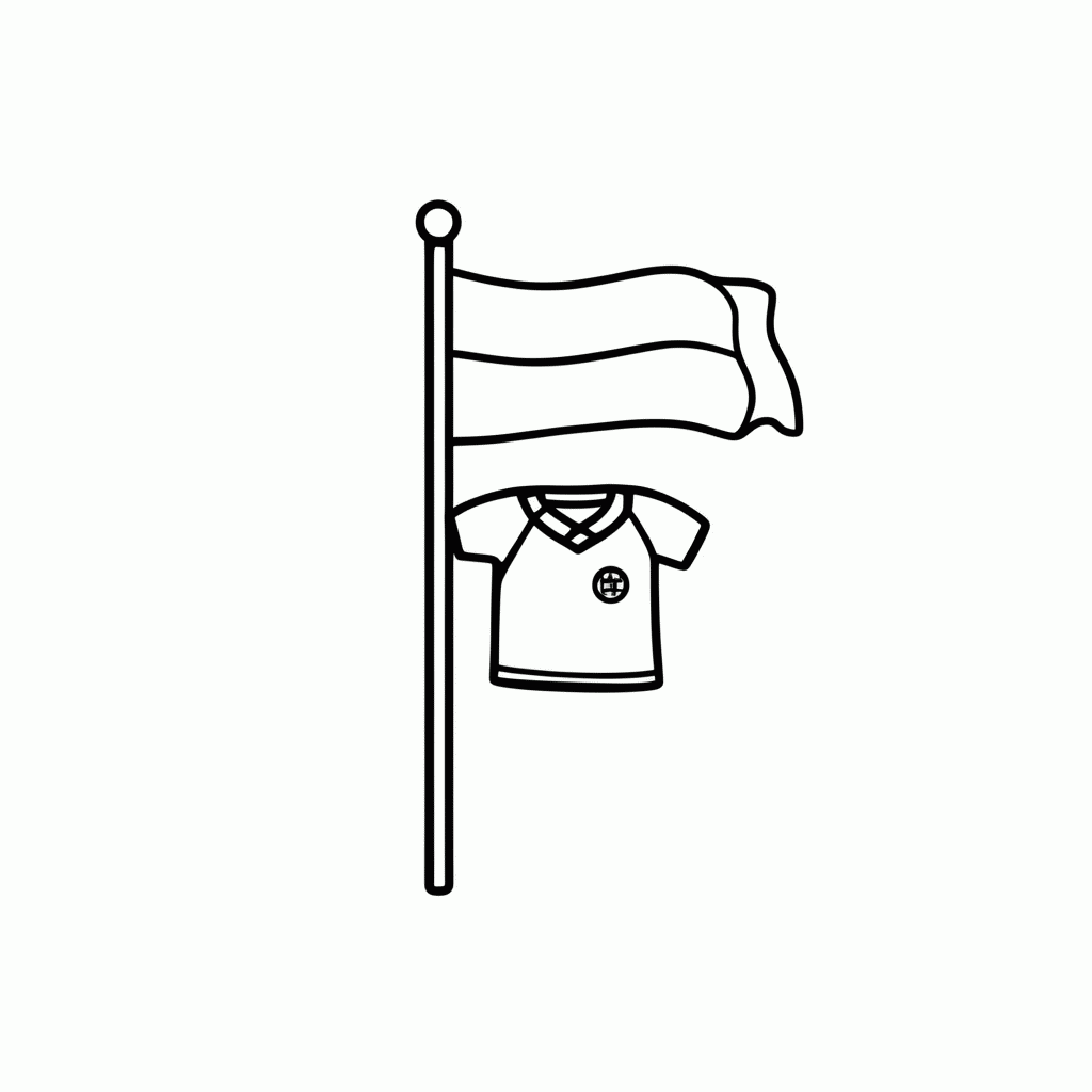 Desenho de Bandeira e Camisa do Brasil para colorir e imprimir grátis em folha A4