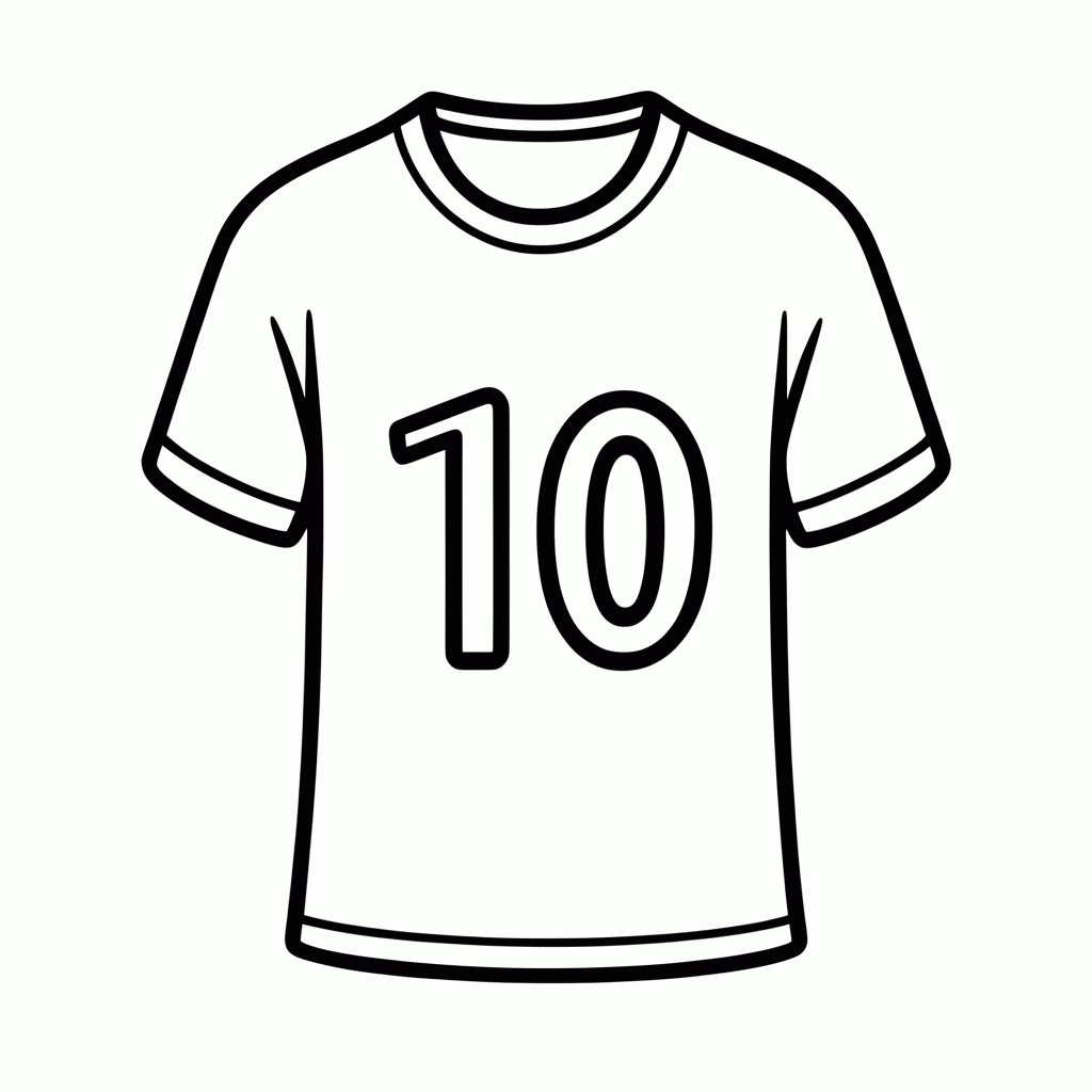 Desenho de Camisa 10 de Frente para colorir e imprimir grátis em folha A4