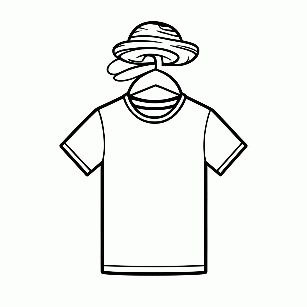 Desenho de Camisa com Chapéu de Palha para colorir e imprimir grátis em folha A4