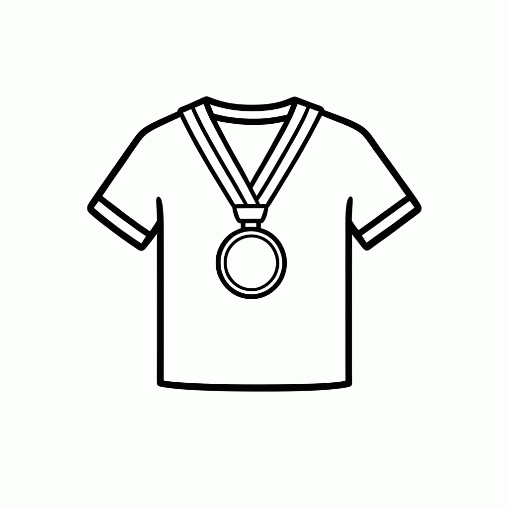 Desenho de Camisa com Medalha de Ouro para colorir e imprimir grátis em folha A4