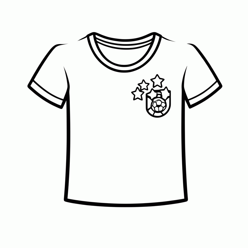 Desenho de Camisa com Escudo e Estrelas para colorir e imprimir grátis em folha A4