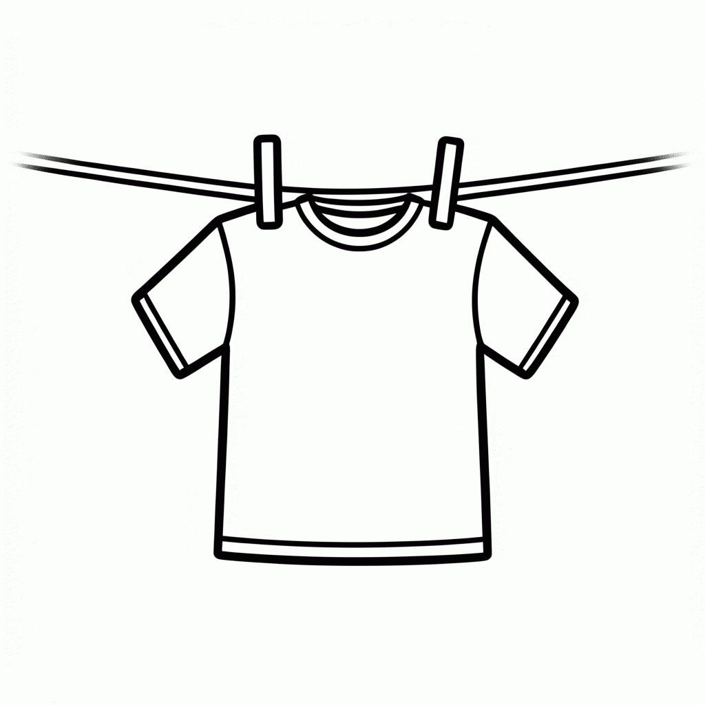 Desenho de Camisa no Varal para colorir e imprimir grátis em folha A4