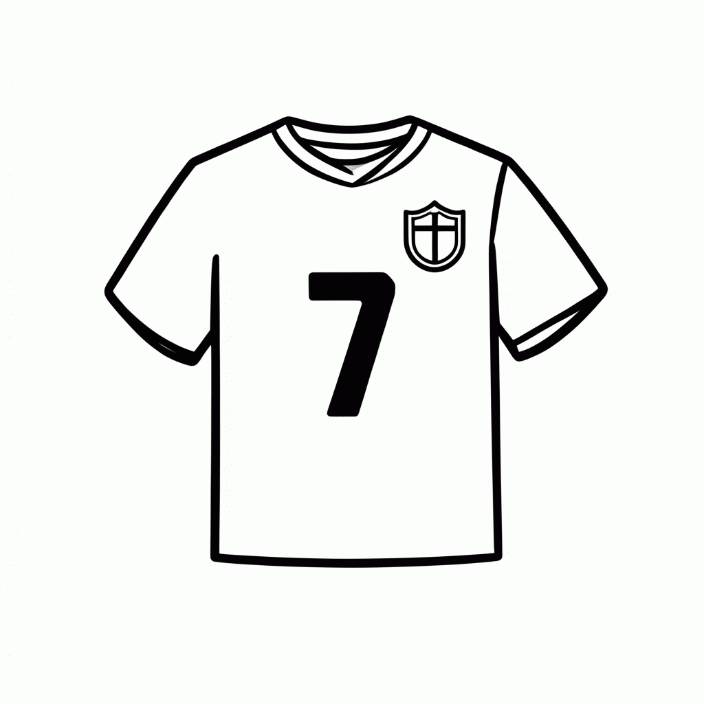 Desenho de Camisa Número 7 para colorir e imprimir grátis em folha A4