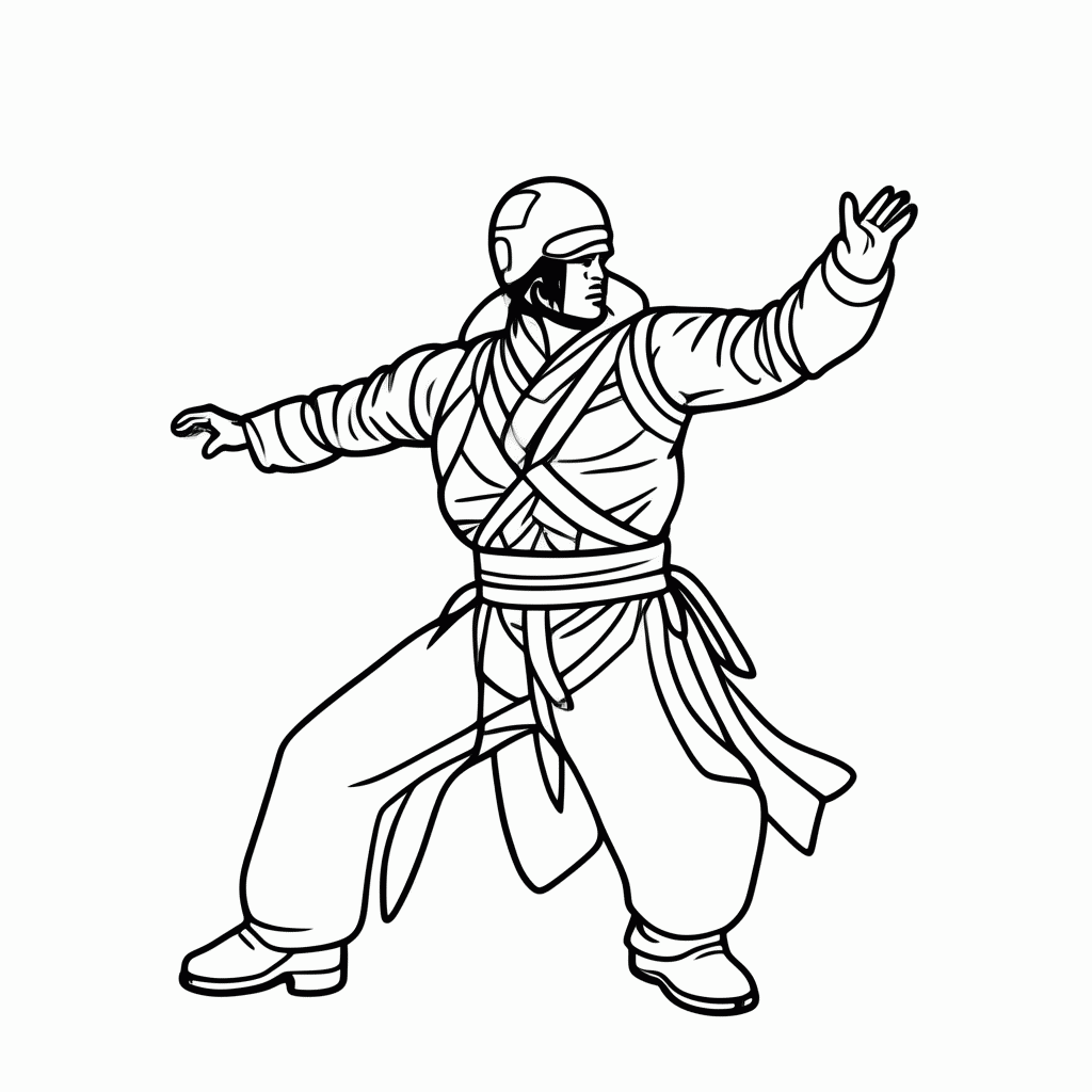 Desenho de Capoeirista Armada para colorir e imprimir grátis em folha A4