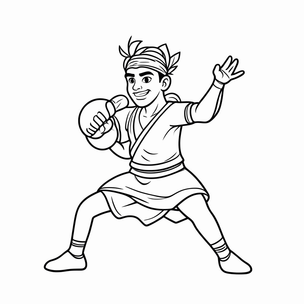 Desenho de Mestre De Capoeira Experiente para colorir e imprimir grátis em folha A4
