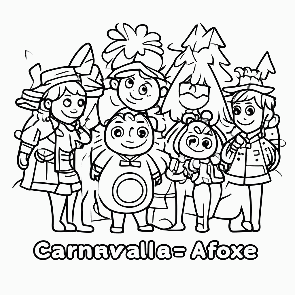 Desenho de Carnaval — Afoxe para colorir e imprimir grátis em folha A4