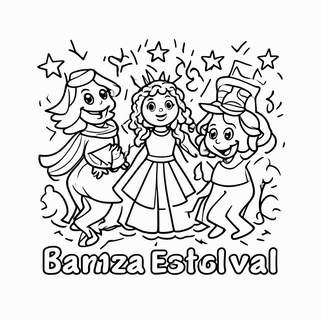 Desenho de Carnaval — Baliza Escola para colorir e imprimir grátis em folha A4