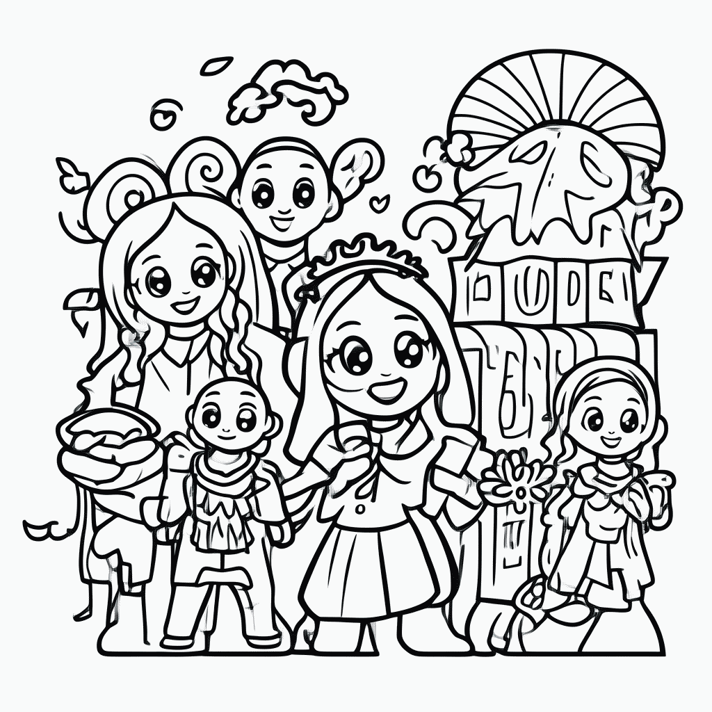 Desenho de Carnaval — Frevo Pernambuco para colorir e imprimir grátis em folha A4