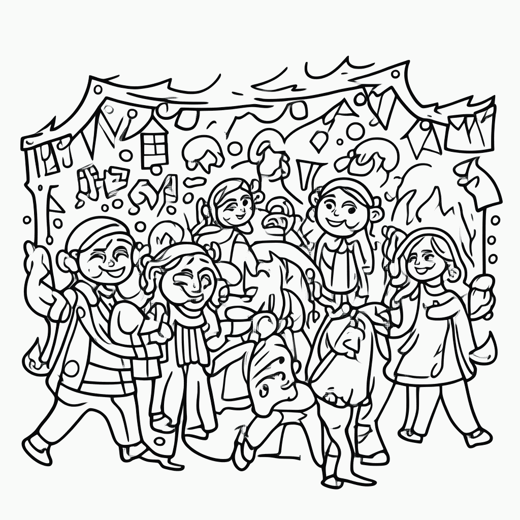 Desenho de Carnaval — Maracatu para colorir e imprimir grátis em folha A4
