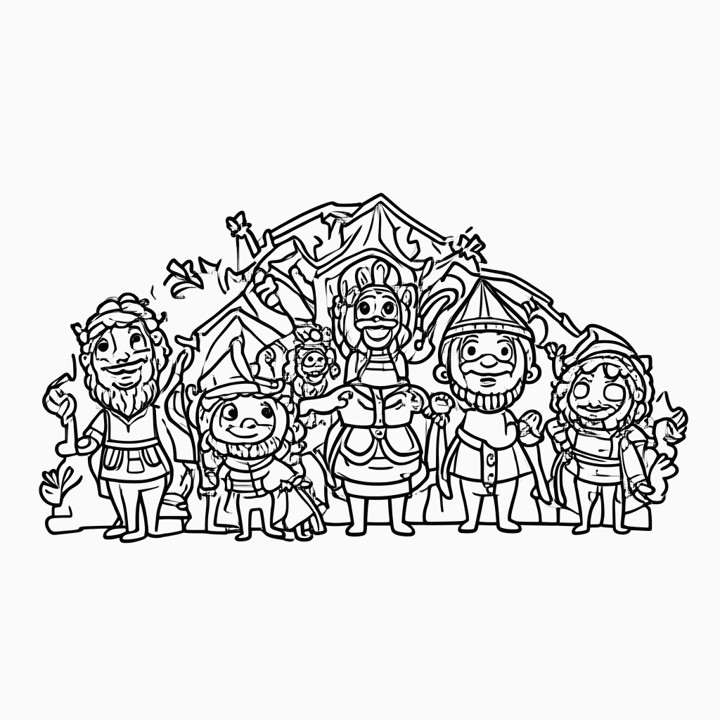 Desenho de Carnaval — Olinda Bonecos Gigantes para colorir e imprimir grátis em folha A4