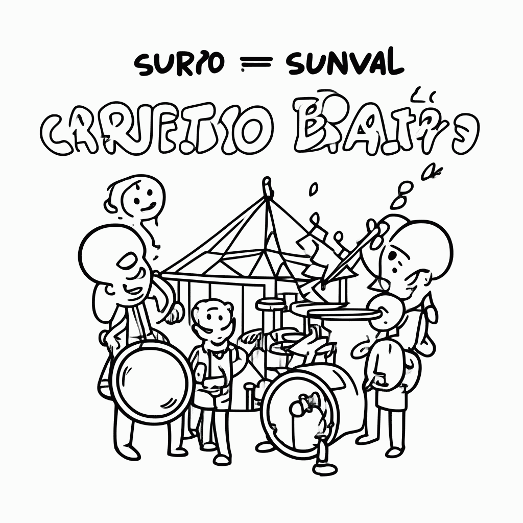 Desenho de Carnaval — Surdo Bateria para colorir e imprimir grátis em folha A4