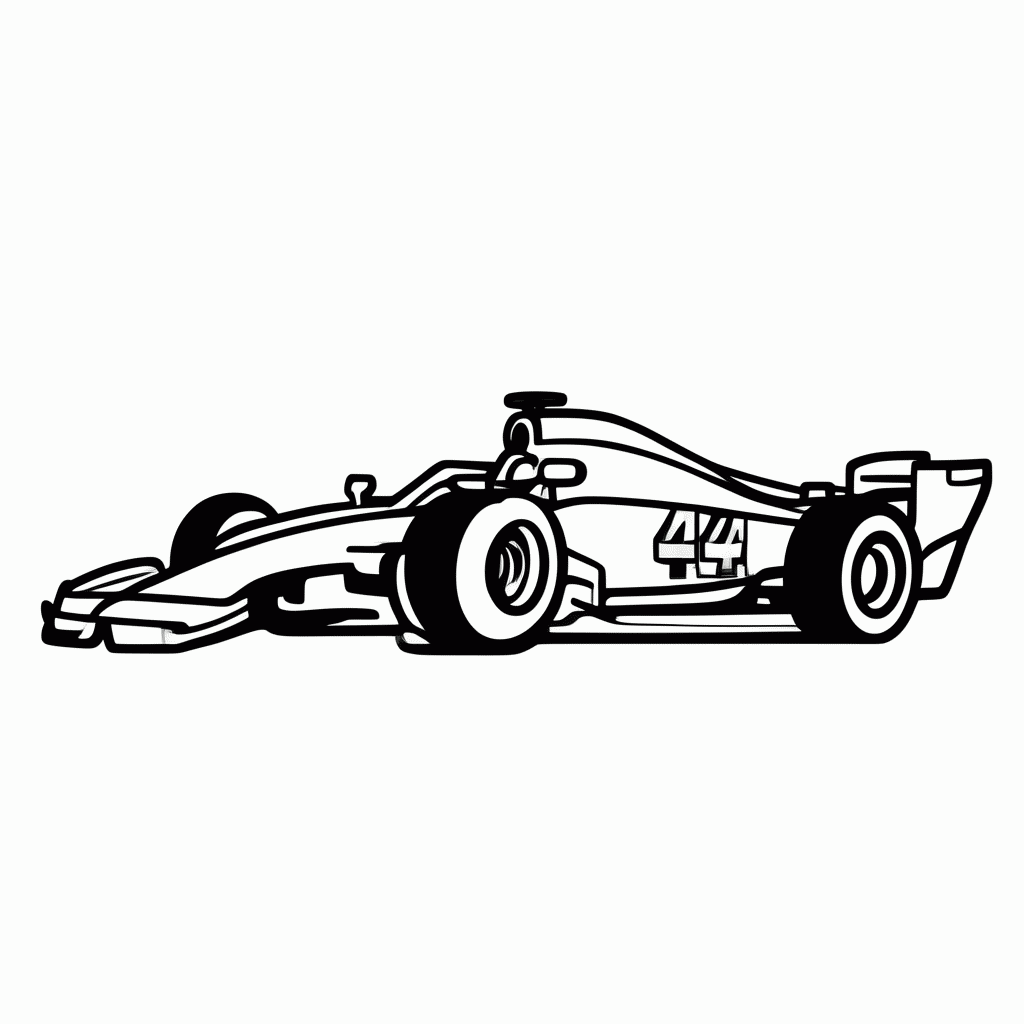 Desenho de F1 Mercedes Hamilton para colorir e imprimir grátis em folha A4
