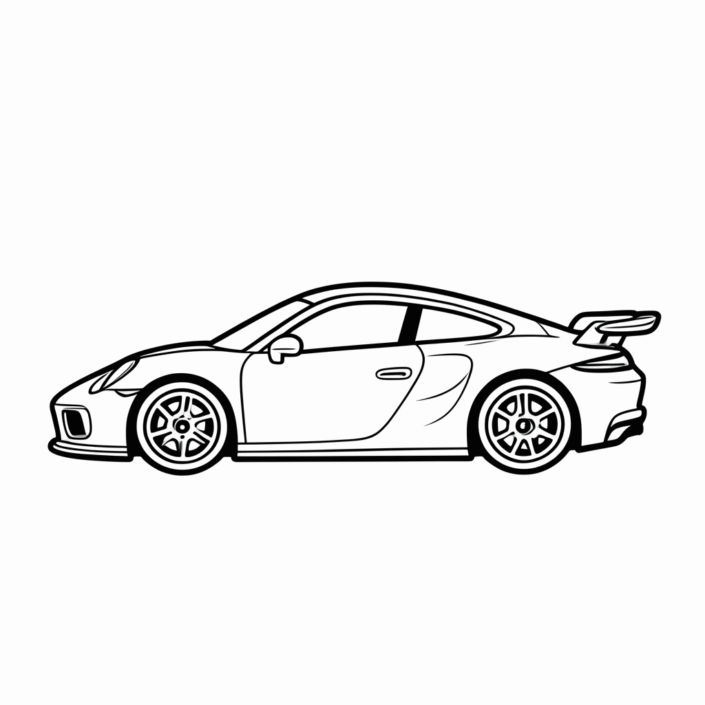 Desenho de Porsche 911 Gt3 para colorir e imprimir grátis em folha A4